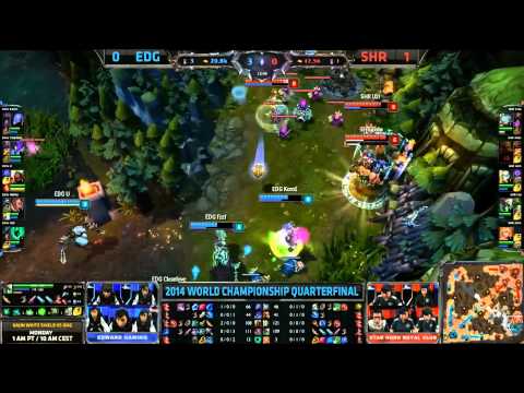 Uzi (Twitch) Quadrakill Teamfight Turnaround - SHR vs EDG Game 2 (S4 Worlds)
