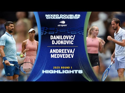 Djokovic/Danilovic vs. Medvedev/Andreeva Highlights | 2025 US Open Round 1