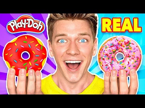 Making Food out of Play-Doh! Learn How To Make Diy Edible Candy vs Real Squishy Food Challenge Video