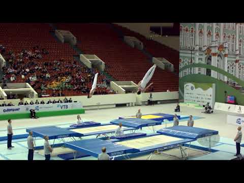 France 2 (FRA) M - 2018 Trampoline Worlds, St. Petersburg (RUS) - Qualification Synchro R2