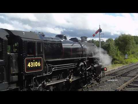 GWR 5764+43106 DEPART HIGHLEY ON THE SEVERN VALLEY RAILWAY 21ST AUGUST 2010