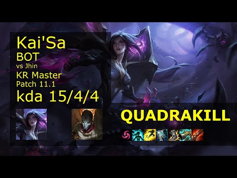 Kai'Sa ADC & Alistar vs Jhin & Leona - KR Master 15/4/4 Patch 11.1 Gameplay // [롤] 카이사 vs 진