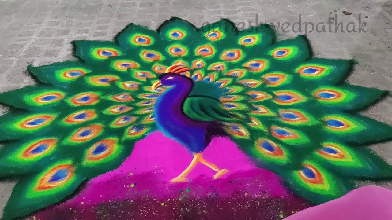 peacock rangoli design big and beautiful by ganesh vedpathak