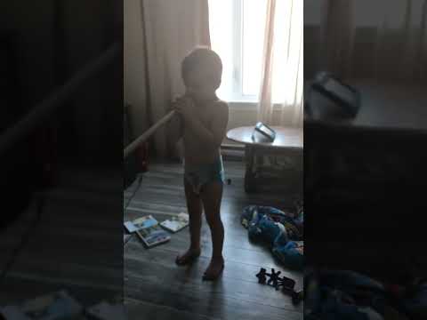 Kyran pretending to sing on A microphone 🎤 His First LIVE Preformance, He’s born To Be A Star￼🌟