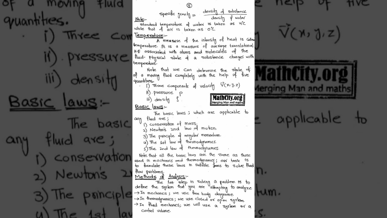 lec1 fluid mechanics notes mechanics,kinematics,temperature, density..full detail in description