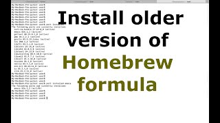 How to Install older version of a Package Homebrew formula