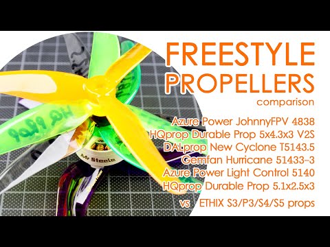FPV Freestyle propellers : Azure power vs HQprop vs Gemfan vs DALprop vs Ethix