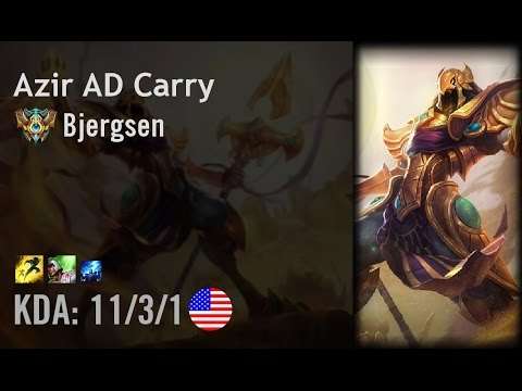 Azir AD Carry vs Ezreal - Bjergsen - NA Challenger Patch 6.12