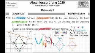 Abschlussprüfung Mathematik 2020 NT A2 (Parabel)