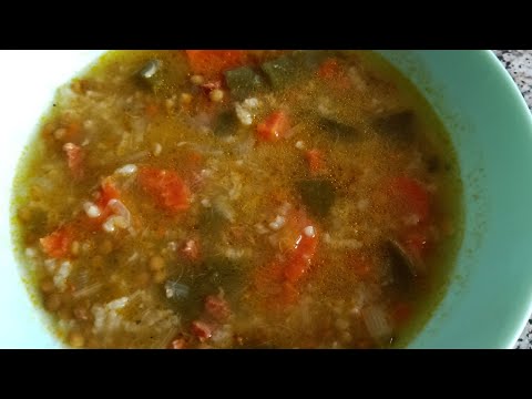 Sopa de verduras con lentejas y arroz, fácil y rico con Thermomix