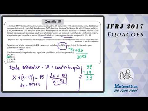 IFRJ - 2017 - QUESTÃO 15 - EQUAÇÕES