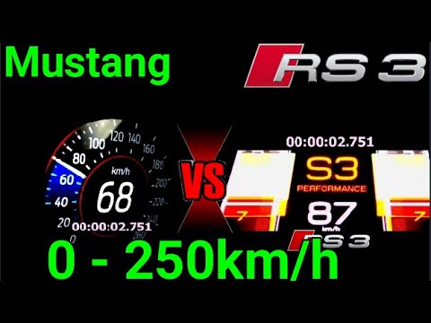 Audi RS3 400 HP VS Mustang 5 0GT v8 450 HP American DRAGRACE 0-250 km/h