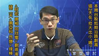 【掌聲響起】#賴昇楷 1213 - 本周台股如期沿路創高，《原相、旺宏、同欣電、南亞科、昂寶》接力衝；這2天真的在”拉大出小”嗎? 想太多 (圖)