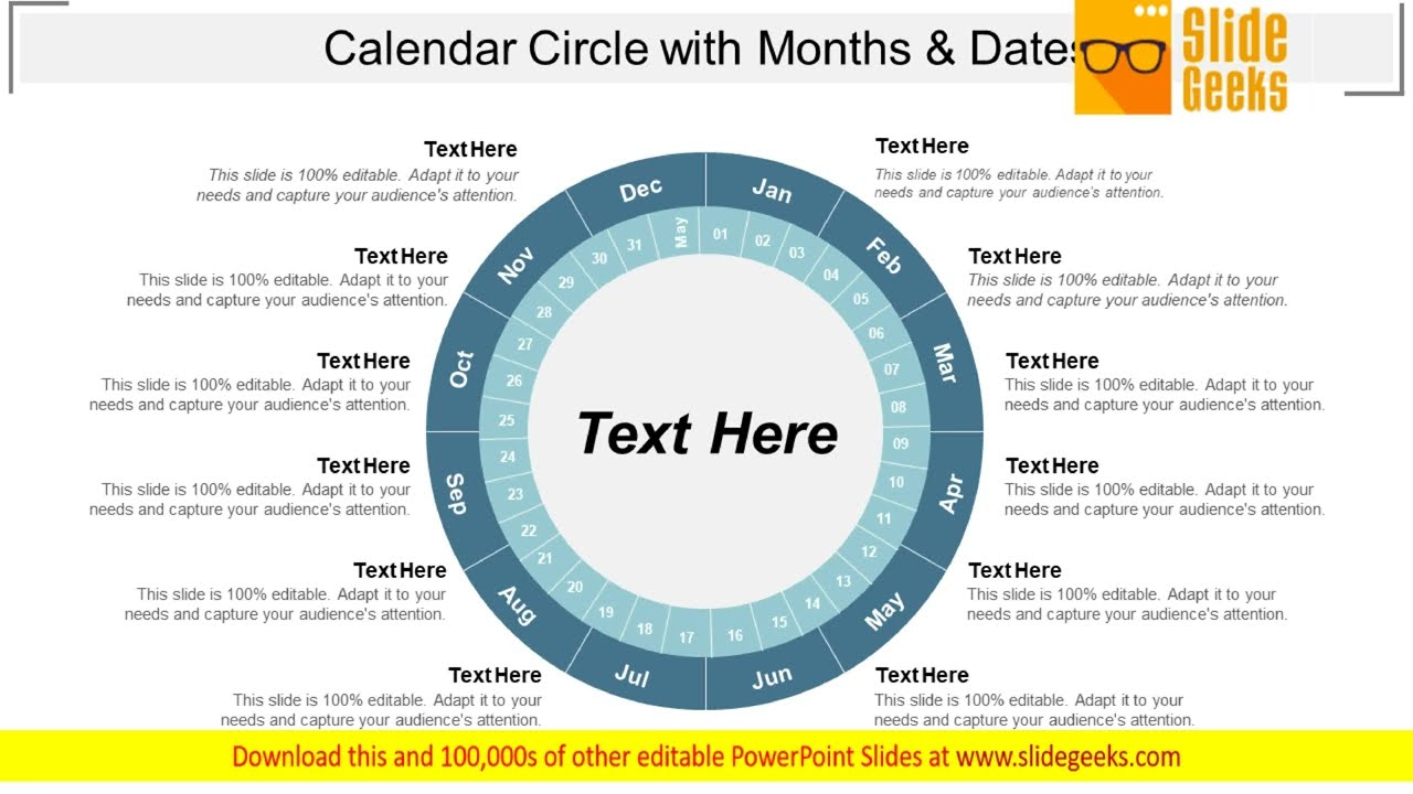 Calendar Circle With Months And Dates Ppt Powerpoint Presentation Infographic Template Example Topic