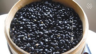 [sub]서리태콩 찌기, 콩 송편소 만들기, Steaming the green kernel black beans, Making songpyeon filling, 달방앗간