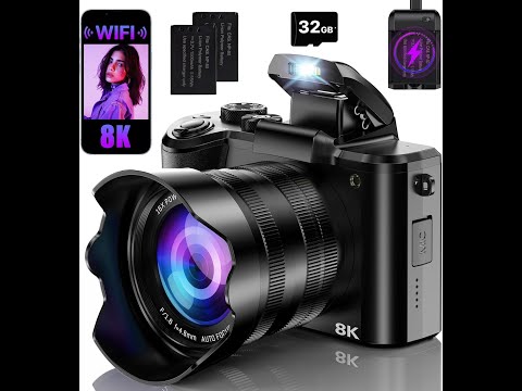 Tbest 88MP 8K Camera 18X Zoom Autofocus Dual Battery WiFi Mirrorless Camera with Lens Cap (White) video review thumbnail