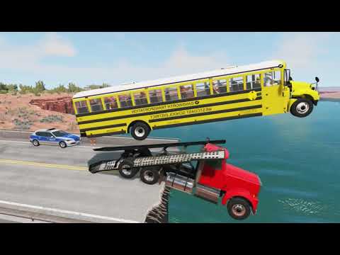 Cars and Ramp Truck Vs Broken Bridge – BeamNG Drive