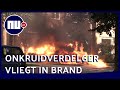 Vlammen schieten uit brandende onkruidverdelgerwagen in Emmeloord | NU.nl