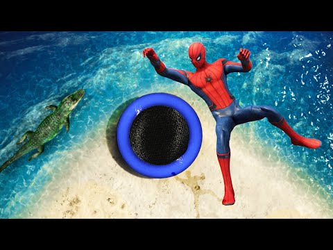 GTA 5 Epic Ragdolls | Spiderman TRAMPOLINE Jumps/Fails | part 2 (Euphoria Physics)