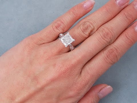 3.65 ctw Princess Cut Diamond Engagement Ring - BigDiamondsUSA