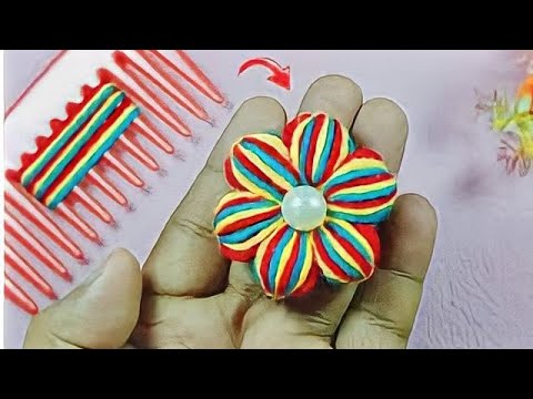 Amazing Flower Making Idea Using Finger - Hand Embroidery Design Trick - DIY Woolen Flowers