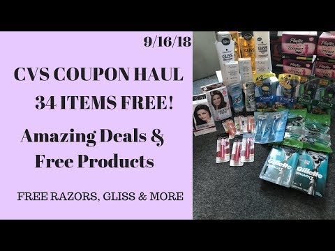 CVS Coupon Haul Deals Starting 9/16/18~34 Items all FREE after ECB-FREE Razors, Gliss, & More! Video