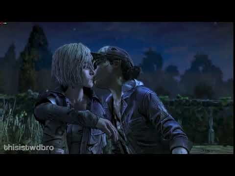 TWD Clem kissing Louis,Violet and Gabe