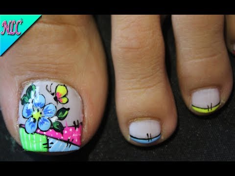 TRAZOS FLORES Y MARIPOSAS EN UÑAS PRINCIPIANTES – FLOWERS NAIL ART – BUTTERFLY NAIL ART – NLC