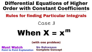 8. Rules for finding Particular Integral | Case#3 | Differential Equations of Higher Order
