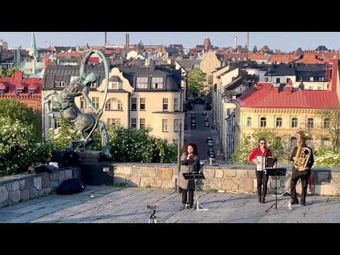 Stockholm Walks: Observatorielunden in evening sun. View, live music and people enjoying summer.
