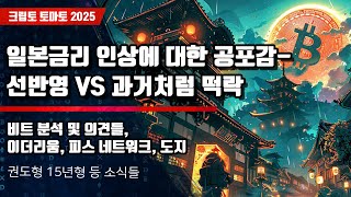 12/13) 일본금리 인상에 대한 공포감-선반영 VS 과거처럼 떡락 비트 분석 및 의견들, 이더리움, 피스 네트워크, 도지