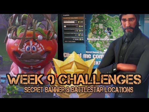 Fortnite - Week 9 Challenges/With Secret Banner & Battlestar Locations.