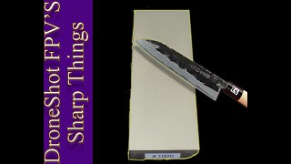 FSK 1000 Grit Vitrified Diamond Whetstone vs. Minomo Hamono Kurouchi Bannou (Santoku) 165mm Aogami 2