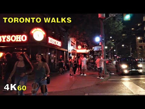 Toronto Nightlife Walk along King & Queen St W - Stage 2 on July 10 [4K]