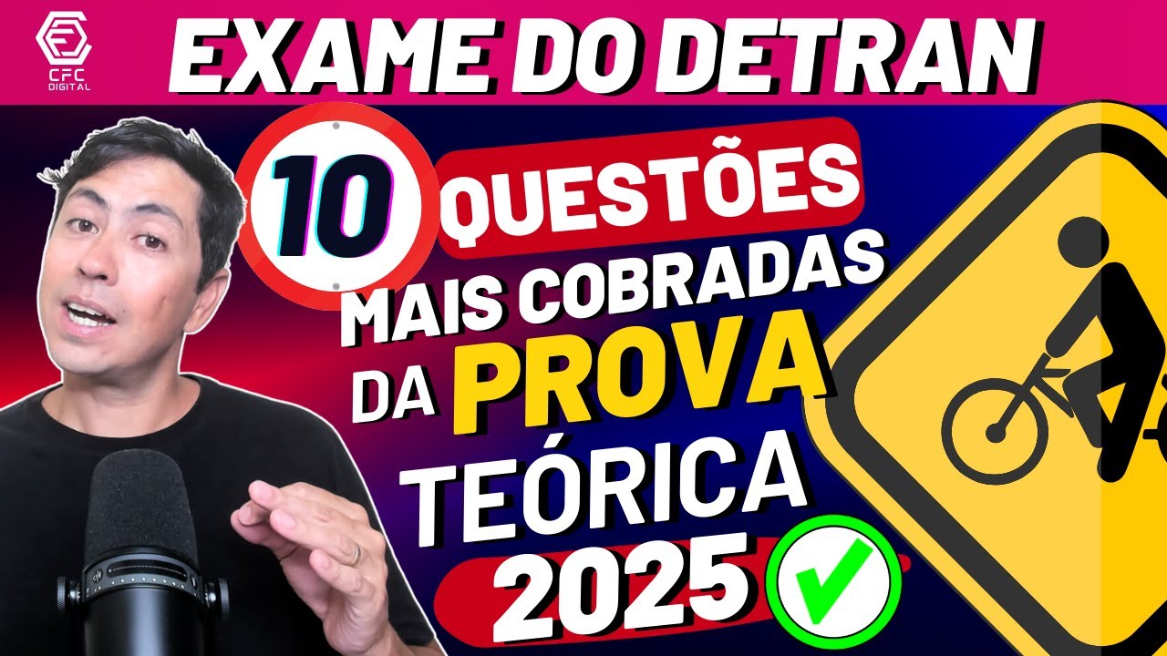 LEGISLAÇÃO DE TRÂNSITO - SIMULADO DE 10 QUESTÕES DO DETRAN 2025 - REVISÃO DE PROVA DO DETRAN 2025