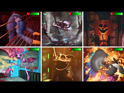 Poppy Playtime: Chapter 1 to 4-All Main Bosses With Healthbar