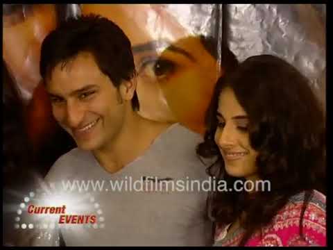 Vidya Balan stuffs cake in Saif Ali Khan's mouth, Dia Mirza, Raima Sen at Parineeta success party