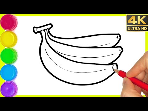 How to draw a banana step by step || Banana fruits drawing with colour for beginners in easy way ||