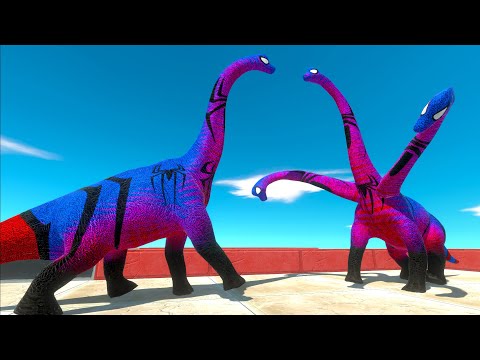 3x HEADED SPIDERMAN BRACHIOSAURUS DEATH CLIMB - Animal Revolt Battle Simulator