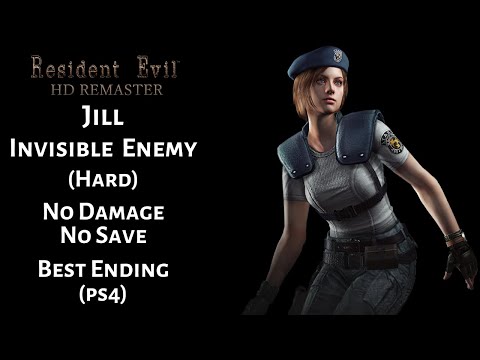[Resident Evil HD Remaster][Invisible Enemy, Hard] No Damage/No Save | Best Ending - Jill (PS4)