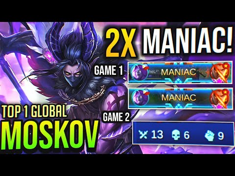 MOSKOV 2X MANIAC, BRUTAL KILLER | Moskov Best Build 2020 | Top 1 Global Moskov |Mobile Legends