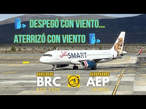 Vuelo en JetSmart de Bariloche a Aeroparque: Mucho viento, linda tarde de sol y varios estadios