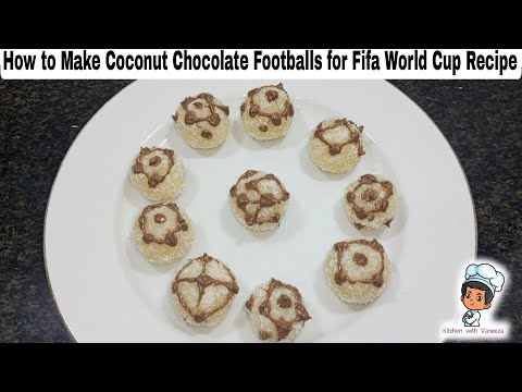 Coconut Chocolate Footballs for Fifa World Cup Recipe by Kitchen with Vaneeza