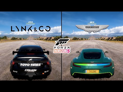 Thumbnail for Forza Horizon 5 | Aston Martin One-77 2010 vs. Lynk & Co #100 Cyan Racing 03 2020 Comparison by Lynk & Co