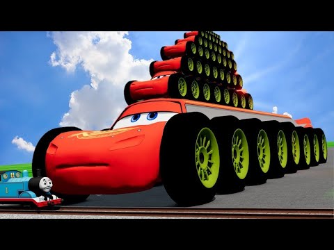 Big & Small Choo-Choo McQueen Boy, King Dinoco Pixar Car,Tow Mater vs DOWN OF DEATH BeamNG.Drive