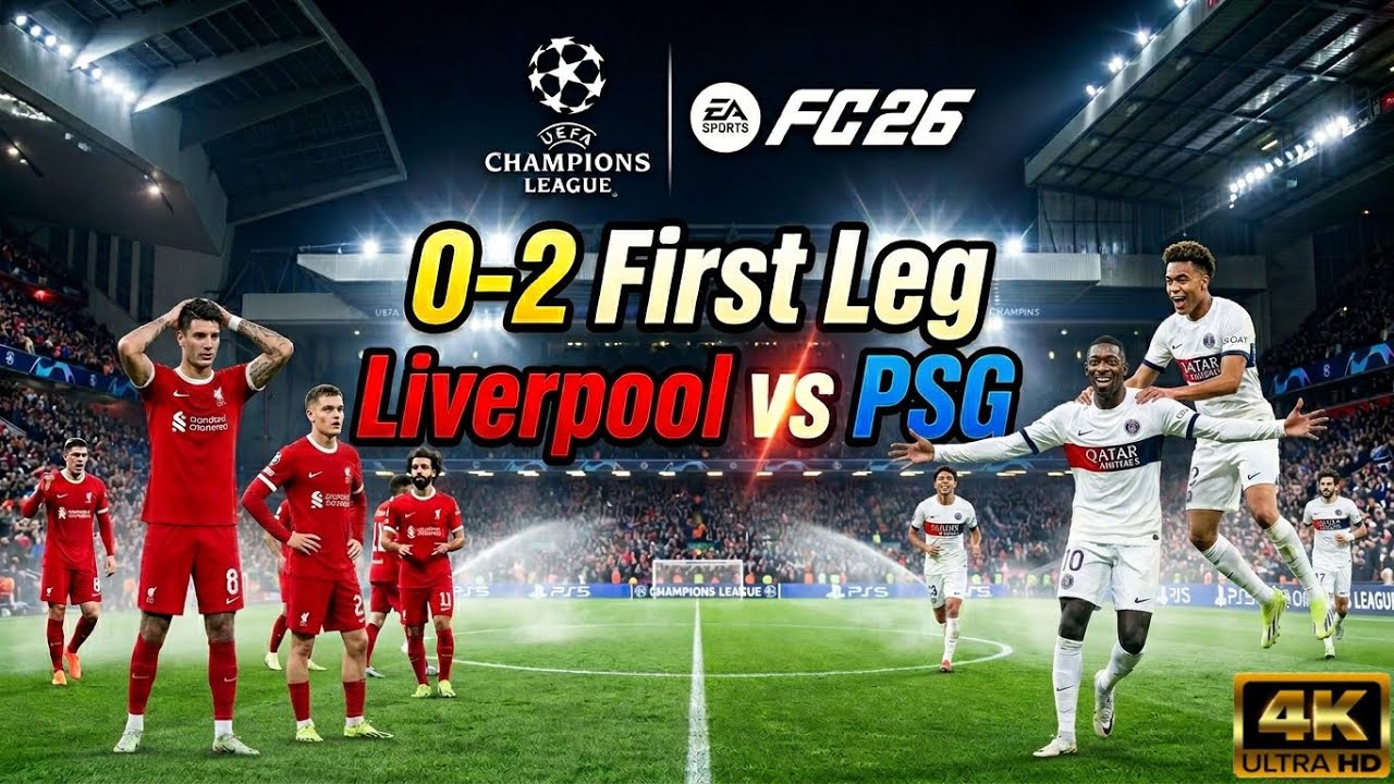 Liverpool vs PSG | UCL Simulation 4K | FC26 (0-2 First Leg)