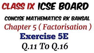 Exercise 5E Class 9 Maths ICSE Board