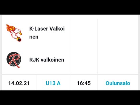 U13 A Kiekko-Laser vs Rjk ottelu alkaa klo:16.45
