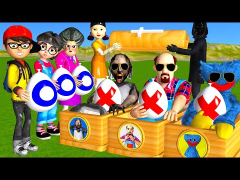 Scary Teacher 3D vs Squid Game TIC-TAC-TOE Challenge Miss T vs Nick and Tani Troll Huggy Wuggy Loser