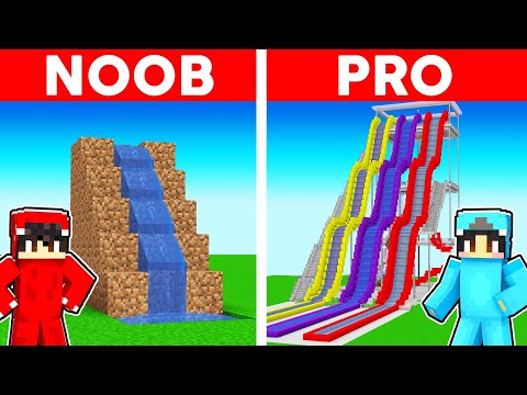 Minecraft NOOB Vs PRO GIANT WATER PARK BUILD CHALLENGE!